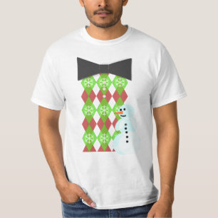 Merry Christmas Bow Tie Snowman T-Shirt