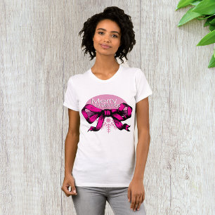 Merry Christmas Bow Womens T-Shirt