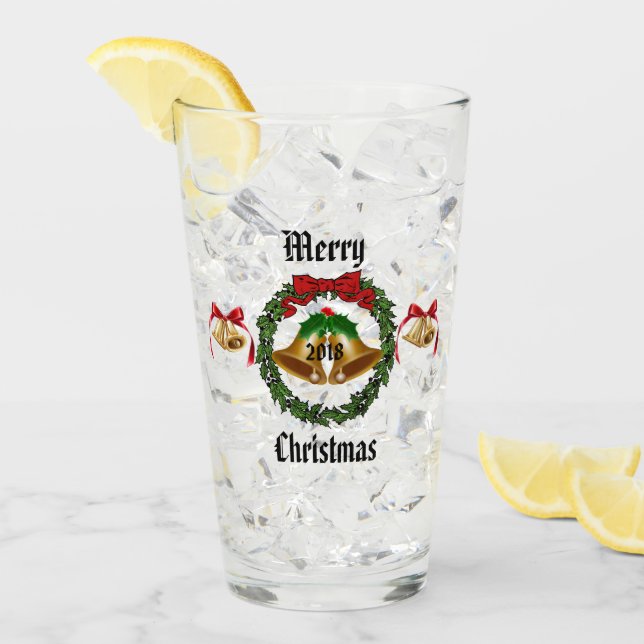 Merry Christmas Bow, Wreath, and Bells Glass (Front Ice)