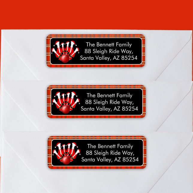 Merry Christmas Bowling  Return Address Label (Creator Uploaded)