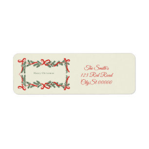 Merry Christmas bows address Return Address Label