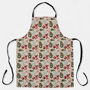 Merry Christmas bows ornaments candy canes Apron