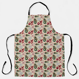 Merry Christmas bows ornaments candy canes Apron