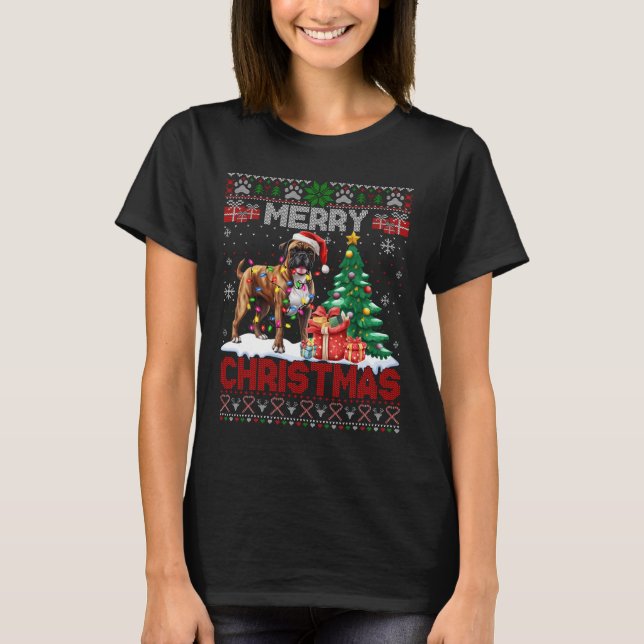 Merry Christmas Boxer Dog Lovers Family Ugly Xmas  T-Shirt (Front)
