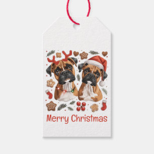 Merry Christmas Boxer Dogs Gift Tags