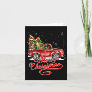Merry Christmas Boxer Dogs Santa Reindeer Red Truc Card