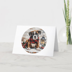 Merry Christmas Boxer Puppy Holiday Card