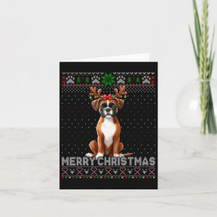 Merry Christmas Boxer Reindeer Dog Lovers Ugly Xma Card