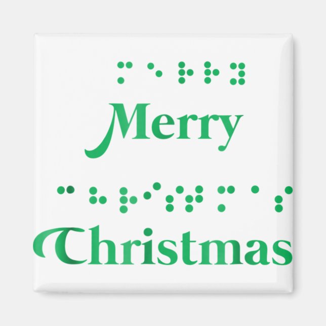 Merry christmas braille dots , xmas tops, holiday magnet (Front)