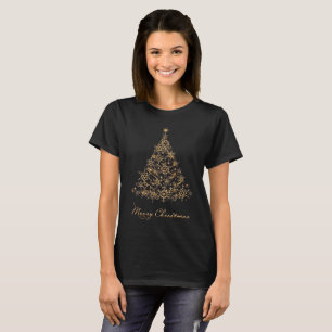 Merry Christmas bright gold Xmas snowflake tree T-Shirt