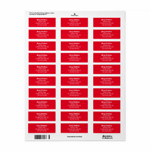 Merry Christmas Bright Red Business Return Address Label