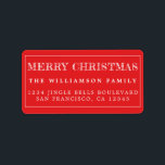 Merry Christmas Bright Red White Return Address Label<br><div class="desc">Add some extra cheer to your holiday cards and invitations with our festive Merry Christmas return address labels. This stylish Christmas design features 'Merry Christmas' in white handwritten modern typography on a bright red background. Simply add your name and address. Exclusively designed for you by Happy Dolphin Studio. If you...</div>