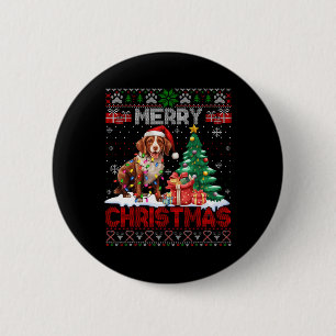 Merry Christmas Brittany Dog Lovers Family Ugly Xm 6 Cm Round Badge