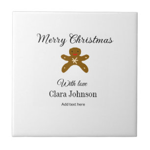 Merry Christmas brown cookies add name with love h Ceramic Tile