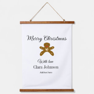 Merry Christmas brown cookies add name with love h Hanging Tapestry