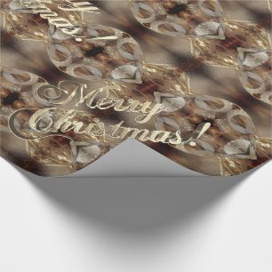 Merry Christmas Brown Gold Script Elegant Chic Wrapping Paper