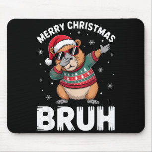 Merry Christmas Bruh Capybara Dabbing Santa Hat Xm Mouse Pad