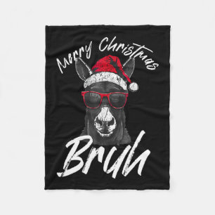 Merry Christmas Bruh Funny Dominick The Donkey Xma Fleece Blanket