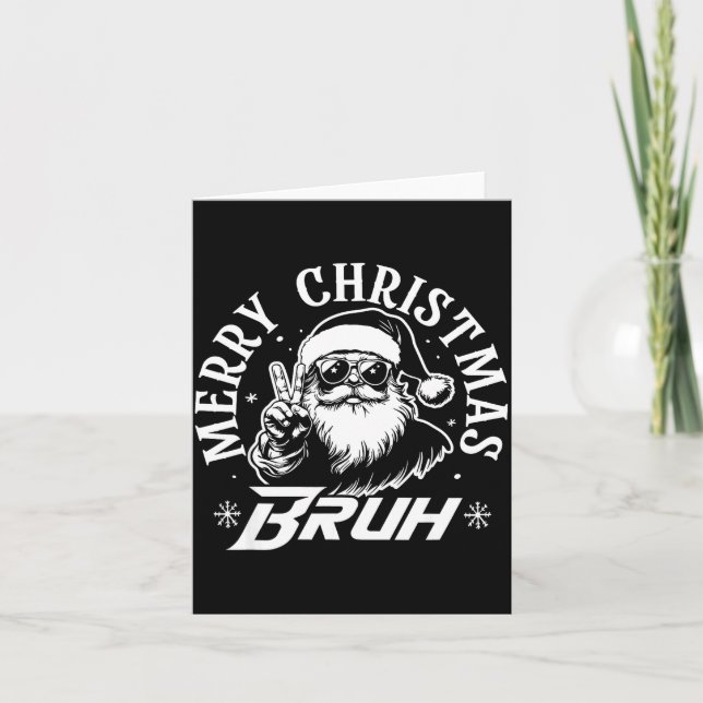 Merry Christmas Bruh Funny Santa Claus Retro Men W Card (Front)