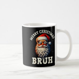 Merry Christmas Bruh Funny Santa Claus Retro Men W Coffee Mug
