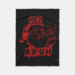 Merry Christmas Bruh Funny Santa Claus Retro Men W Fleece Blanket