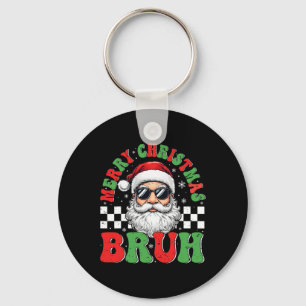 Merry Christmas Bruh Funny Santa Claus Retro Men W Key Ring