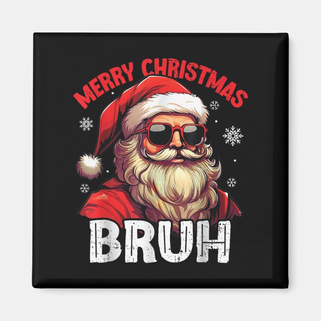 Merry Christmas Bruh Funny Santa Claus Retro Men W Magnet (Front)