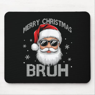 Merry Christmas Bruh Funny Santa Claus Retro Men W Mouse Pad