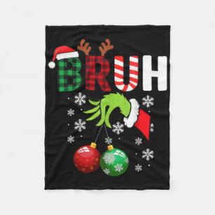 Merry Christmas Bruh Kids Teens Boys Funny Humour Fleece Blanket