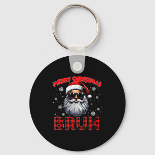 Merry Christmas Bruh Red Plaid Funny Santa Claus M Key Ring