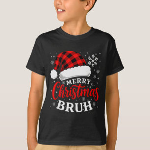 Merry Christmas Bruh Santa Claus Hat Xmas Mens Boy T-Shirt