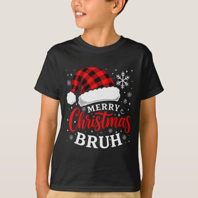 Merry Christmas Bruh Santa Claus Hat Xmas Mens Boy T-Shirt (Front)