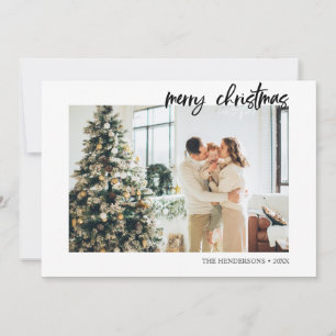 Merry Christmas Brush Script Minimalist Photo Holiday Card