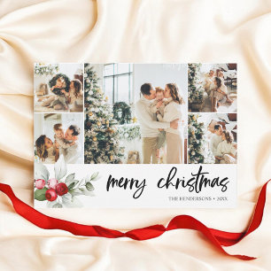 Merry Christmas Brush Script Red Berry Holiday Car