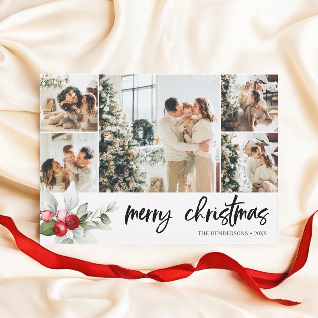 Merry Christmas Brush Script Red Berry Holiday Car (Creator Uploaded)