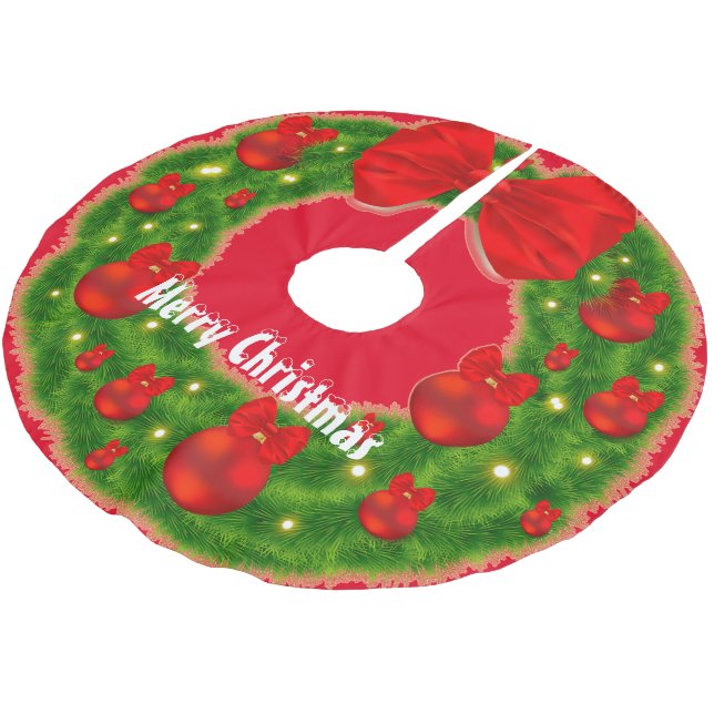 Merry Christmas Brushed Polyester Tree Skirt (Angled)