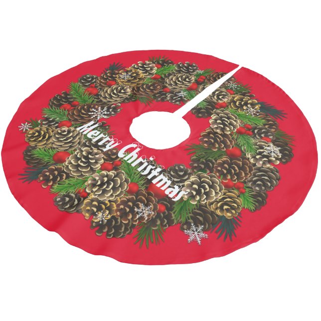 Merry Christmas Brushed Polyester Tree Skirt (Angled)