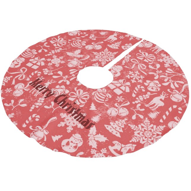 Merry Christmas Brushed Polyester Tree Skirt (Angled)