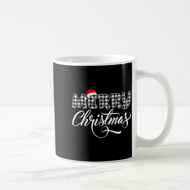 Merry Christmas Buffalo Black And White Plaid For  Coffee Mug (Right)
