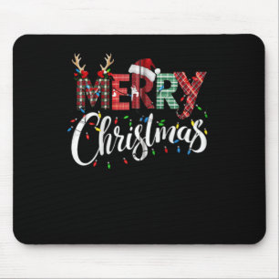 Merry Christmas Buffalo Black And White Plaid For Mouse Pad