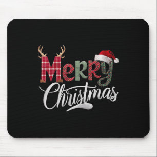 Merry Christmas Buffalo Black And White Plaid For Mouse Pad