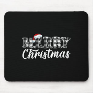 Merry Christmas Buffalo Black And White Plaid For Mouse Pad