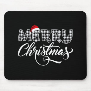Merry Christmas Buffalo Black and White Plaid for Mouse Pad