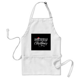 Merry Christmas Buffalo Black and White Plaid for  Standard Apron