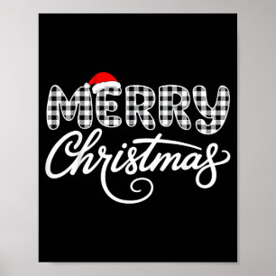 Merry Christmas Buffalo Black And White Poster