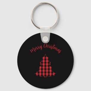 Merry Christmas Buffalo Check Pattern T Shirt  Key Ring