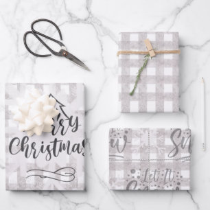 Merry Christmas Buffalo Check Wrapping Paper Set