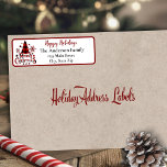 Merry Christmas Buffalo Plaid Address Return Address Label<br><div class="desc">Address Label features a red and black buffalo plaid Christmas tree and accents with the words "Merry Christmas".</div>