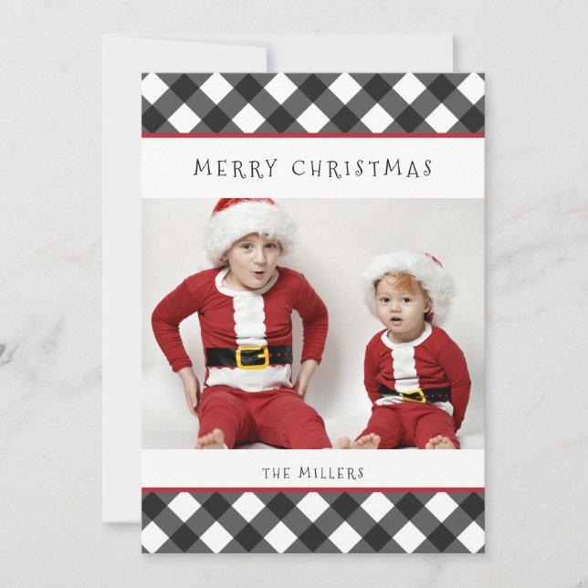 Merry Christmas Buffalo Plaid Card for Holidays (Front)