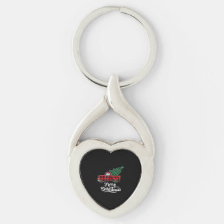 Merry Christmas Buffalo Plaid Christmas Tree Red Key Ring